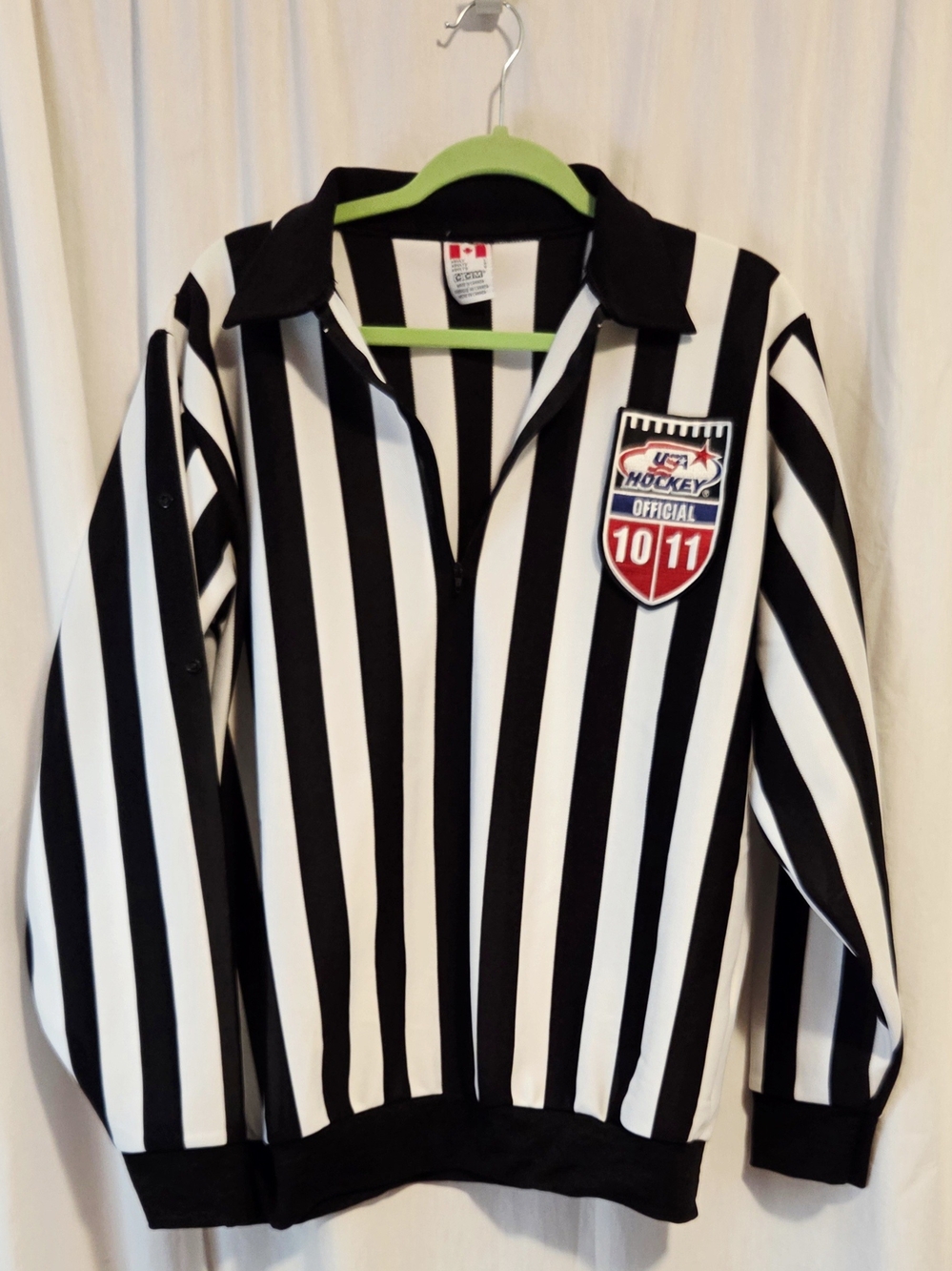 CCM USA Hockey Official Referee Jersey Mens Large Black White Striped